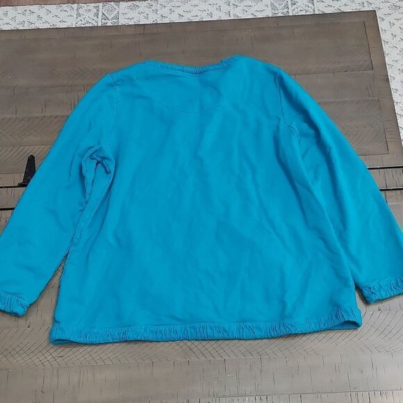 Soft Surroundings Turquoise Drawstring Sweatshirt Sz L - Picture 2 of 7